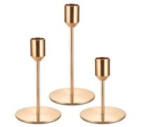 3 Pcs Gold Candle Holders,Cone Style Candlestick Holders For Taper Candles
