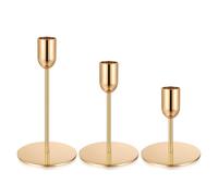 3 Pcs Gold Candle Holders,Cup Style Candlestick Holders For Taper Candles