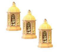 3 Pcs Gold Moroccan Style LED Lanterns Decoration，Ramadan Lantern Lights for Indoor Outdoor, Ramadan, Home Decor, Patio, Weddings Metal, Clear Glass, Medium Lantern (Set of 3, White)