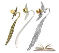 3 Pcs Golden Cartoon Bookmarks Metal Bookmarks Metal Feather Bookmarks for Women, Teachers, Mothers, Friends, Sisters, Readers, Colleagues and Wives