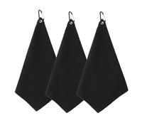3 PCS Golf Towel,Personalised Golf Towel To Clean Golf Ball, Clubs, Golf Accessories For Trainer, Quick-Dry Golf Cleaning Towel For Golf Bag Use (Black, 30×30cm)