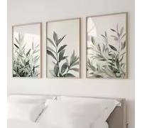 3 PCS Green Botanical Posters Plant Gallery Wall Decor Sage Green 3 Piece Wall Art Canvas Paintings For Room Decor Poster(60x90cmx3/Frameless)