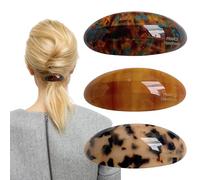 3 Pcs Hair Barrettes for Women, Hair Clips Tortoise, Acetate Hair Barrette, Large Vintage Hair Slides for Women, Oval Barrette Hair Clips for Delicate Hair Pins Party