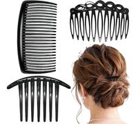 3 Pcs Hair Combs Slides, Plastic French Twist Side Combs Strong Hold Twist Teeth Slides Combs Hair Clips Accessories Black Comb for Multiple Hairstyles Girls Women Girls Thick Fine Hair Weddin
