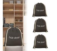 3 Pcs Hair Dryer Storage Bags, Water-Resistant, Portable Drawstring Pouch with Compact & Lightweight Design, Multi-Purpose Tools, Bathroom Accessories, Home & Travel Use (Grey)