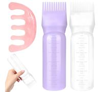 3 Pcs Hair Oil Applicator Bottle for Scalp with Massage Comb,2 Pcs Oil Bottle and 1 Pcs Root Comb for Scalp, Shampoo Scrubber Applicator,Hair Dye Tools(Purple, White)