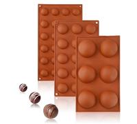 3 Pcs Half Round Semicircle Chocolate Mould - Hemispherical Silicone Mould, Baking Moulds for Making Chocolate (6 Cups, 15 Cups & 24 Cups)