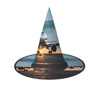 3 PCS Halloween Airplane in The Evening Light Print Witch Hat Wizard Party | Festival Witches Carnival Headband Supplies Magic Dress up Masquerade Indoor Outdoor Women Men Ladies Pointed