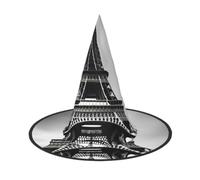 3 PCS Halloween Black Paris Eiffel Tower Print Witch Hat Wizard Party