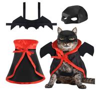 3 PCS Halloween Cat Costume Bat Mask Bat Wings Cloak Pet Costumes for Small Cats Kittens Cosplay Halloween Party Decoration Bat Cat Mask and Apparel Cats Dress Up Accessories