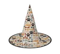 3 PCS Halloween Dog Bones Paw Prints Print Witch Hat Pointed Wizard Cap | Festival Witches Carnival Headband Supplies Magic Dress Up Masquerade Indoor Outdoor Women Men Ladies