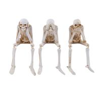 3 Pcs Halloween Fireplace Simulation Skull Combination, See/Hear/Speak No Evil Collectible, Resin Horror Decor for Indoor Outdoor Halloween Party