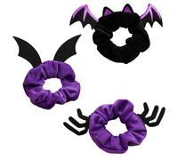 3 Pcs Halloween Hair Scrunchies, Purple Bat Spider Devil Elastic Hair Ties, Women Girls Mixed Style Hair Accessories, Cute Halloween Hair Accessories for Women Girls Gifts