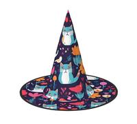 3 PCS Halloween Hat â€“ Funny Cats Birds and Flowers Print Witches Decor Party Witch Costume, Pointed Horn Cap, Festive Gift