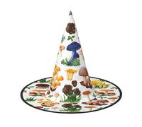 3 PCS Halloween Hat â€“ Japanese Painting mushroom Print Witches Decor Party Witch Costume, Pointed Horn Cap, Festive Gift