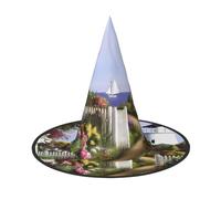 3 PCS Halloween Hat â€“ Witch Lighthouse Diamond Painting Print Costume Party, Women Men, Pointed Horn Cap, Light for Festive Easter