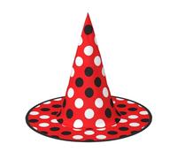 3 PCS Halloween Hat – Witch red white polka dot Print Costume Party, Women Men, Pointed Horn Cap, Light for Festive Easter