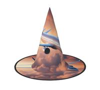 3 PCS Halloween Hat Witches Decor - Beautiful Sky Airplane Print Party Witch Costume Cosplay, Dress Up Masquerade Supplies