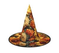 3 PCS Halloween Hat Witches Decor - Spring Sunflowers Retro Flowers Print Party Witch Costume Cosplay, Dress Up Masquerade Supplies