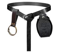 3 Pcs Halloween Renaissance Belt Pouch Coin Purse Phone Holder Skirt Hikes Medieval Viking Pirate Leather Belt Costume Sets, Phoenix-Black, One Size, Renaissance Belt Pouch