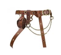 3 Pcs Halloween Renaissance Belt Pouch Coin Purse Phone Holder Skirt Hikes Medieval Viking Pirate Leather Belt Costume Sets, Chain-Brown, 7.1 x 4.7 inches