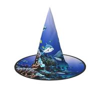 3 PCS Halloween Shark Swimming Under the Sea Print Witch Hat Wizard Party | Festival Witches Carnival Headband Supplies Magic Dress up Masquerade Indoor Outdoor Women Men Ladies Pointed