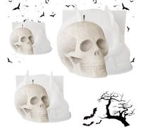 3 Pcs Halloween Skull Candle Moulds,Creative 3D Silicone Mould,Handmade Skull Molds for Candle Making,DIY Craft Skulls Epoxy Resin Casting Moulds for Halloween Decoration