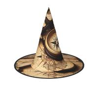 3 Pcs Halloween Witch Hats Compass And Old World Map Witches Hat Mens Womens Floating Hats Costume Accessories Indoor Outdoor Halloween Decorations For Porch Yard Indoor Outdoor Decor Party Supplies