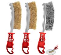 3 Pcs Hand Wire Brush Set, Wire Brush, Heavy Duty Hand Tools, Carbon Steel Bristles, Brass Brushes, Long Handled Brass Coated Brushes, for Cleaning Rust, Paint and Welding Slag