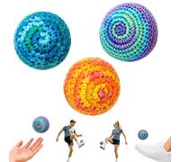 3 PCS Handmade Knitted Footbag Sacks for Adults - 2 Inch Crochet Juggling Balls, Vibrant Gradient Hacky Kick Sack Set for Coordination Training and Outdoor Game Play (Random Color)