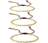 3 Pcs Handmade Tibetan Copper Beads Bracelet for Women Men Girls Boys Adjustable Colorful Braided Cotton Lucky Amulet Rope Beaded Bracelet Fashion Unisex Jewelry A rainbow