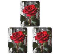 3 Pcs Hanging Air Freshener Blooming Red Rose Car Aromatherapy Tablets for Wardrobe Car Home