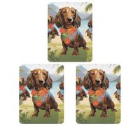 3 Pcs Hanging Air Freshener Dachshund Tropical Painting Art Car Aromatherapy Tablets for Wardrobe Car Home