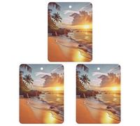 3 Pcs Hanging Air Freshener for Car Tropical Beach at Sunset Aromatherapy Tablets for Wardrobe Car Home Decor