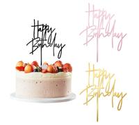 3 Pcs Happy Birthday Cake Topper, 3 Color Acrylic Cake Toppers, Birthday Party Perfect Keepsake, Birthday Cake Toppers for Children or Adults