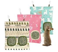3 Pcs Hay Bag for Rabbits, Rabbit Hay Feeder Bags, 2-Hole Hanging Guinea Pig Hay Feeder Feeding Bags for Rabbits Guinea Pigs Hamsters Chinchillas Small Pets Animals Accessories(9.84 x 11 inch)