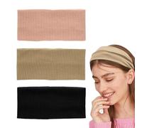 3 Pcs Headbands For Women'S Hair,Sports Non Slip Stretchy Headband Head Bands Fabric Elastic,Comfortable Fashionable Running Sport Cotton Hairband,Thick Wide Yoga Workout Heads Sweatbands,For Women