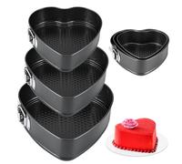 3 Pcs Heart Shaped Cake Tins Set, Round Buckle Removable Bottom Baking Pan Springform Cake Tin Baking Tin Trays, Non Stick Coating Cheesecake Pan with Removable Bottom, Cake Molds for Baking