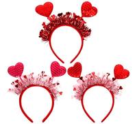 3 Pcs Heart-shaped Headbands for Women with Comfortable Fit and Lightweight Fabric, for Valentines Day Photo Booths and Themed Events, Creating A Romantic Atmosphere
