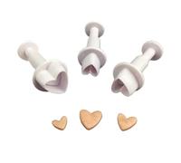 3 Pcs Heart Spring Plunger Cutters Set,Small Heart Shaped Cookie, Fondant Icing & Clay Cutters for Cake Decorating, Baking DIY Sugarcraft Tools