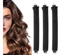 3 Pcs Heatless Blowout Rods Heatless Curlers Overnight Blowout Rods for Long Short Wavy Hair DIY Styling (Black)