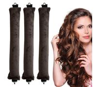 3 Pcs Heatless Curlers, Hair Rollers Overnight Heatless Curls Blowout Rods Headband Soft Satin Sleeping Lazy Curler Set for All Hair Types (Brown)