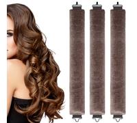 3 Pcs Heatless Curlers Headband Hair Styling Set - No Heat Blowout Rods for Long Short Wavy Hair DIY Styling (Brown)