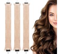 3 Pcs Heatless Curlers, Heatless Curls Hair Rollers for Long Hair, No Heat Overnight Curlers Blowout Rods Soft Satin Sleeping Lazy Curler (Beige)