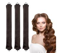 3 Pcs Heatless Curlers, Heatless Curls Hair Rollers for Long Hair, No Heat Overnight Curlers Blowout Rods Soft Satin Sleeping Lazy Curler (Brown)