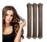 3 PCS Heatless Curlers, Heatless Hair Curler To Sleep In, No Heat Blowout Rods, Women Styling Tools, Overnight Blowout Rods For Long Short Wavy Hair Volume, DIY Styling - Brown