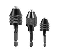 3 Pcs Hexagonal Shank Keyless Drill Chuck Adapter, Drill Chuck Conversion Tool, Hex Shank Keyless Drill Chuck Adapter, Mini Drill Chucks Adapter 0.3-6.5 mm&0.3-3.6 mm&0.3-8mm for Micro Drill Bit