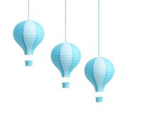 3 pcs Hot Air Balloon 8" (20cm) Hot Air Balloon Decor Hanging Lanterns Paper Lampshade (Light Blue)