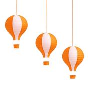 3 pcs Hot Air Balloon Decorations 12" (30cm) Hot Air Balloon Decor Hanging Party Lanterns Paper Nursery Lampshade Baby Class Room School Home Decorations (Orange)