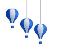 3 pcs Hot Air Balloon Decorations 12" (30cm) Hot Air Balloon Decor Hanging Party Lanterns Paper Nursery Lampshade Baby Class Room School Home Decorations (Blue)